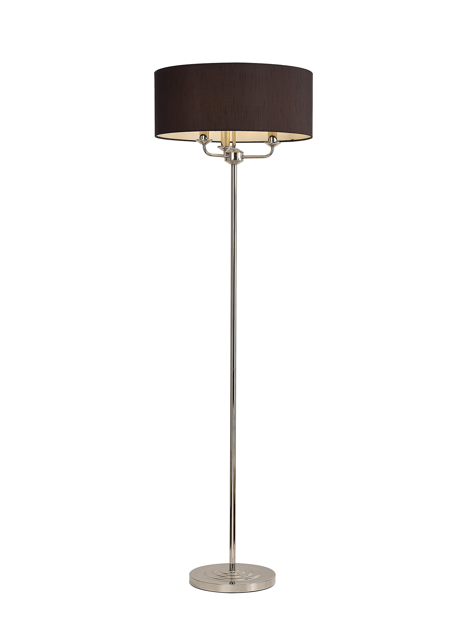 DK0892  Banyan 45cm 3 Light Floor Lamp Polished Nickel; Black